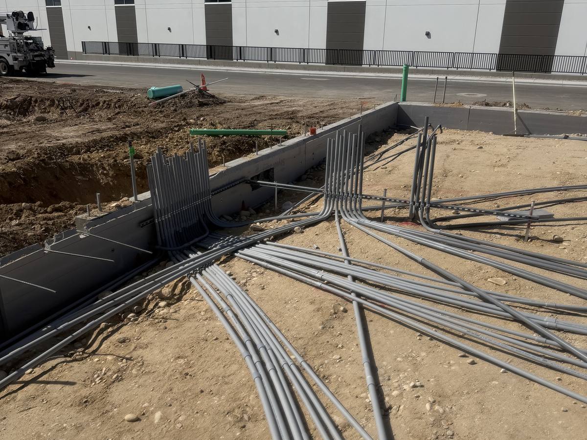 Underground conduit at commercial construction
